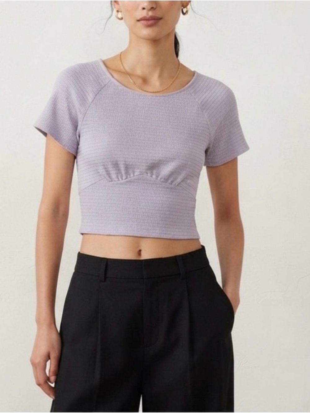 Madewell Smocked Crop Top Romantic Cottagecore Light Purple Women’s Small